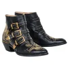 Chloe - Black Leather Gold Studded "Susanna" Booties Sz 11
