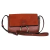 Chloe - Brown Leather & Suede “Faye” Crossbody w/ Chain Clasp