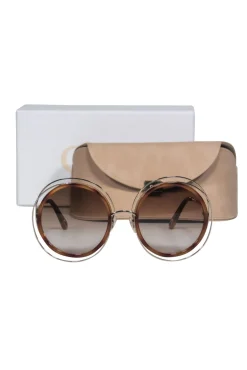 Chloe - Brown Tortoise Large Round Sunglasses