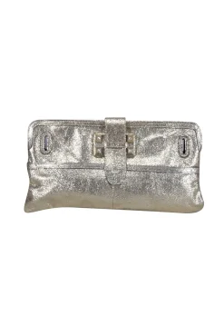 Chloe - Gold Metallic Leather Long Clutch