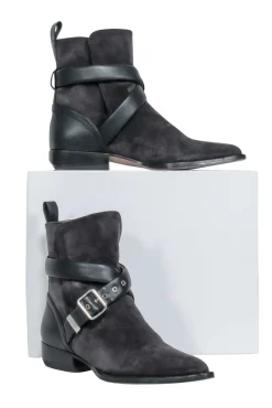 Chloe - Grey Suede " Rylee Strap" Booties Sz 8