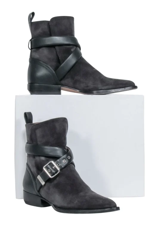 Chloe - Grey Suede " Rylee Strap" Booties Sz 8