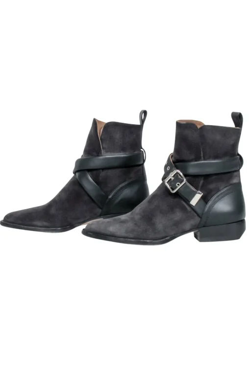Chloe - Grey Suede " Rylee Strap" Booties Sz 8