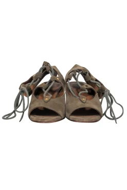Chloe - Olive Suede Lace-Up Wedge Sandals Sz 7