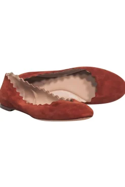 Chloe - Tan Suede Scallop Edge Flats Sz 6