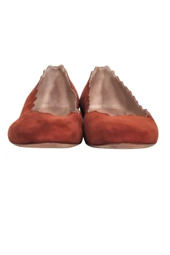 Chloe - Tan Suede Scallop Edge Flats Sz 6
