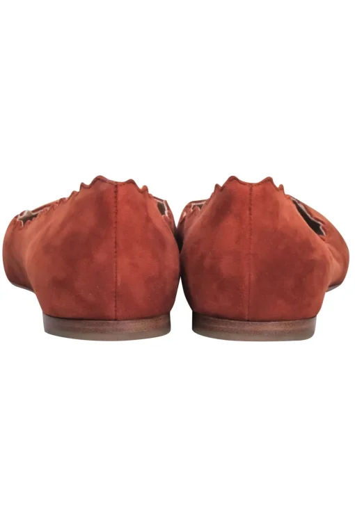 Chloe - Tan Suede Scallop Edge Flats Sz 6