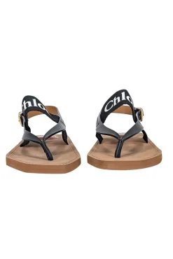Chloe - Tan w/ Black Logo Strappy Sandals Sz 11