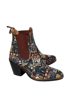 Chloe - Teal, Cream, & Brown Boucle Short Boots Sz 8.5