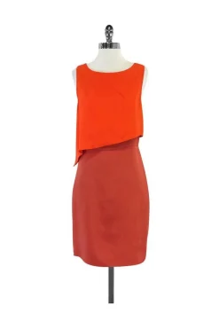 Chris Benz - Orange Silk Layered Sleeveless Dress Sz 8