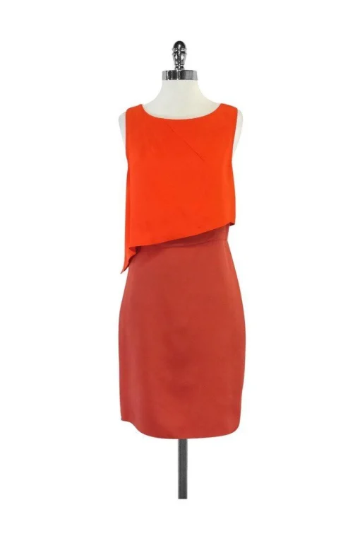 Chris Benz - Orange Silk Layered Sleeveless Dress Sz 8