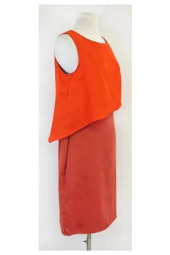 Chris Benz - Orange Silk Layered Sleeveless Dress Sz 8