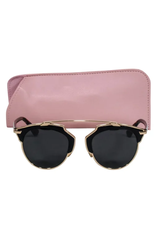 Christian Dior - Black & Gold Aviator Sunglasses
