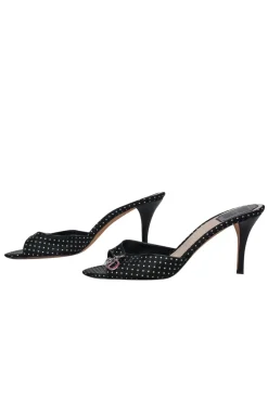 Christian Dior - Black & White Polka Dot Peep Toe Kitten Heels w/ Charms Sz 8.5