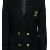 Christian Dior - Black Double Breasted Wool Blazer w/ Rope Bow Embroidery Sz 8