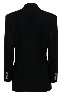 Christian Dior - Black Double Breasted Wool Blazer w/ Rope Bow Embroidery Sz 8