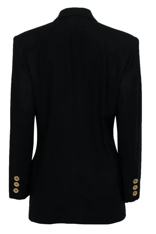 Christian Dior - Black Double Breasted Wool Blazer w/ Rope Bow Embroidery Sz 8