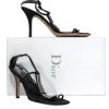 Christian Dior - Black Leather "Galuchat" Sandal w/ Metal Design Sz 10