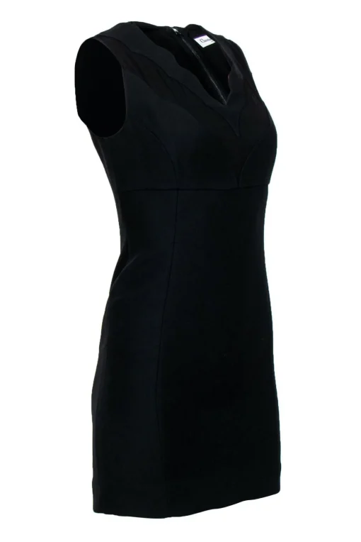 Christian Dior - Black Scalloped Neckline Sheath Dress Sz 6
