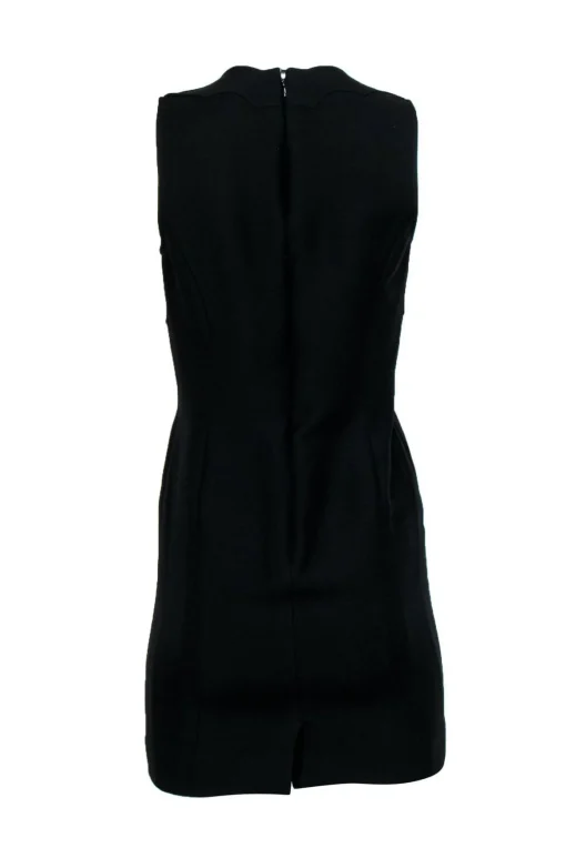 Christian Dior - Black Scalloped Neckline Sheath Dress Sz 6