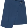 Christian Dior - Blue Wool Buckle Front Wrap Skirt Sz 6