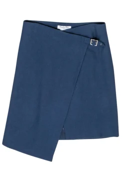 Christian Dior - Blue Wool Buckle Front Wrap Skirt Sz 6