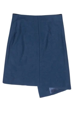 Christian Dior - Blue Wool Buckle Front Wrap Skirt Sz 6