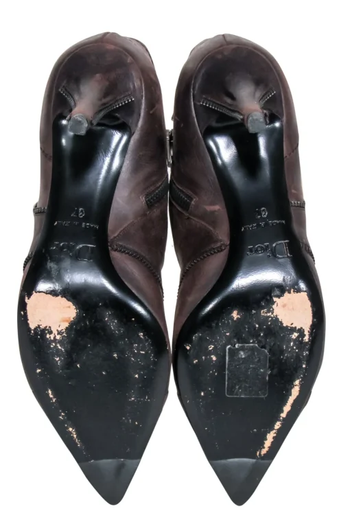 Christian Dior - Brown Zipper Detail Shor Boots Sz 7