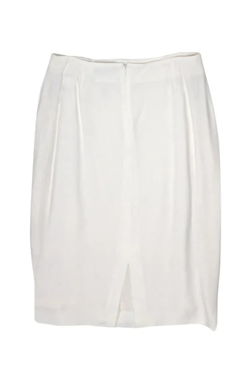 Christian Dior - Ivory Crepe Satin Pencil Skirt Sz M