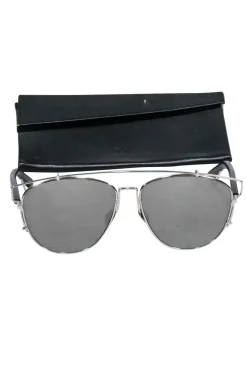 Christian Dior - Silver Frame Aviator w/ Mirrored Black Lenses