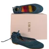 Christian Dior - Teal Blue "Poeme" Mesh Cotton Flats Sz 8.5