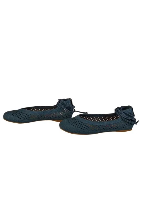 Christian Dior - Teal Blue "Poeme" Mesh Cotton Flats Sz 8.5
