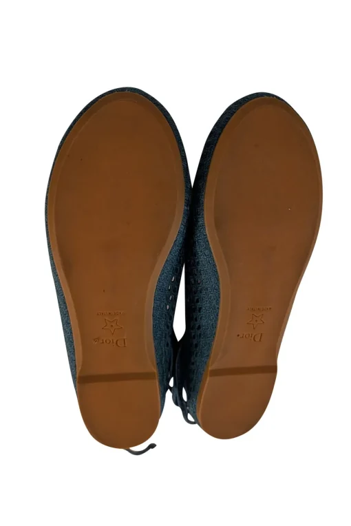 Christian Dior - Teal Blue "Poeme" Mesh Cotton Flats Sz 8.5