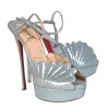 Christian Louboutin - Aqua Blue Metallic Platform "Botticella Alta" Strappy Pumps Sz 10