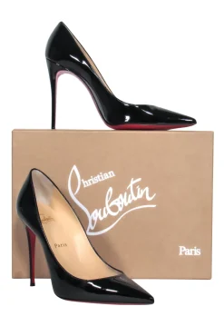 Christian Louboutin - Black Patent Leather Pointed Toe "Kate" Pumps Sz 8.5