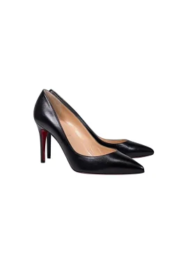 Christian Louboutin - Black Leather Pointed Toe Pumps Sz 11