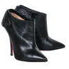 Christian Louboutin - Black Leather Pointed Toe Heeled Short Boots Sz 7