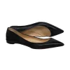 Christian Louboutin - Black Leather Pointed Toe Flats Sz 9