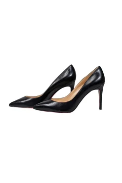 Christian Louboutin - Black Leather Pointed Toe Pumps Sz 11
