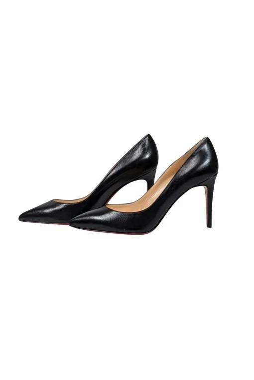 Christian Louboutin - Black Leather Pointed Toe Pumps Sz 11