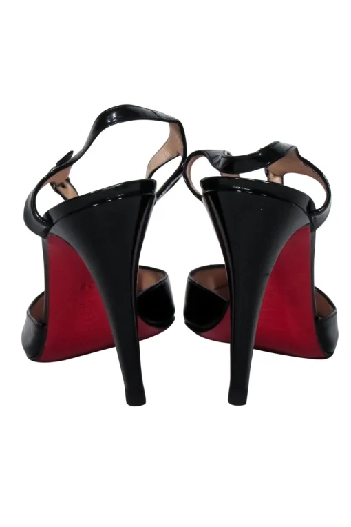 Christian Louboutin - Black Patent Leather Strappy Pumps Sz 8