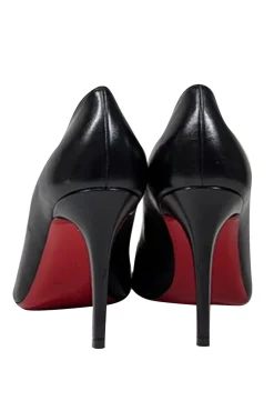 Christian Louboutin - Black Leather Pointed Toe Pumps Sz 11