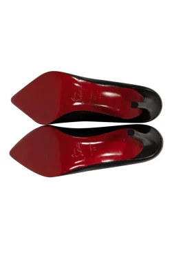 Christian Louboutin - Black Leather Pointed Toe Pumps Sz 11