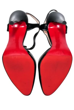 Christian Louboutin - Black Patent Leather Strappy Pumps Sz 8