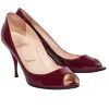 Christian Louboutin - Burgundy Patent Leather Peep Toe Pumps Sz 8