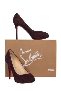 Christian Louboutin - Deep Plum Suede "New Declic" Pumps Sz 7.5