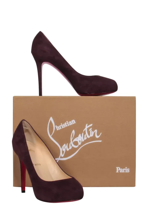 Christian Louboutin - Deep Plum Suede "New Declic" Pumps Sz 7.5