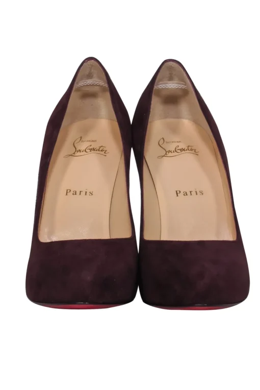 Christian Louboutin - Deep Plum Suede "New Declic" Pumps Sz 7.5