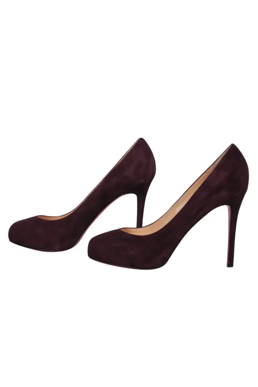 Christian Louboutin - Deep Plum Suede "New Declic" Pumps Sz 7.5