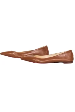 Christian Louboutin - Tan Leather Pointed Toe Flats Sz 7
